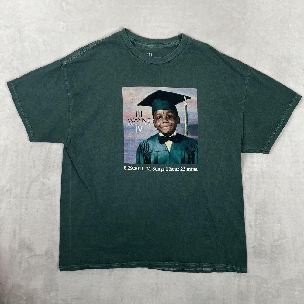 Lil Wayne Tha Carter IV T-Shirt Mens XL Green Album Cover Graphic Tee Rap